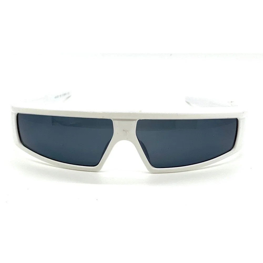 White‎ Wrap Around Shield Sunglasses Men Futuristic Y2K Cyberpunk Sport Shades
